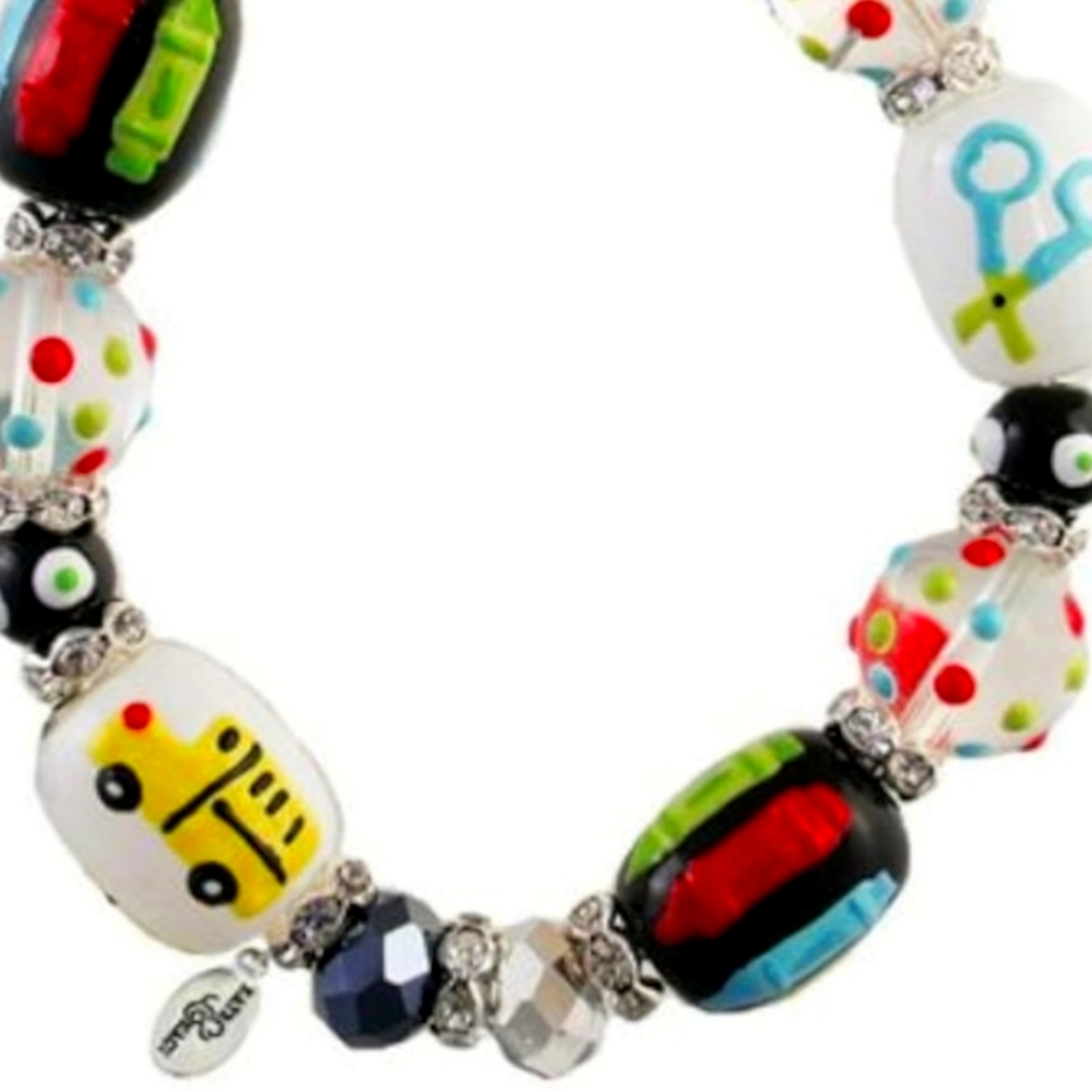 KATE & Macy Clementine Design Terrific Teacher Bracelet Painted Glass